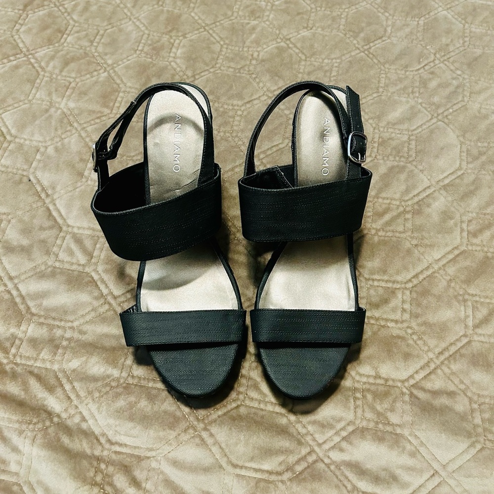 Andiamo Black Sandal Wedges